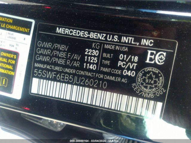 55SWF6EB5JU260210 Mercedes-Benz Amg C 43 4matic