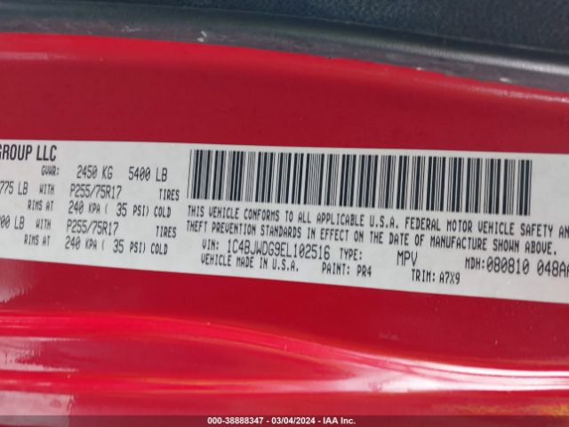 1C4BJWDG9EL102516 Jeep Wrangler Unlimited Sport