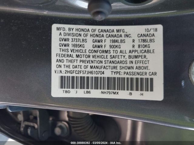 2HGFC2F57JH610704 Honda Civic Lx