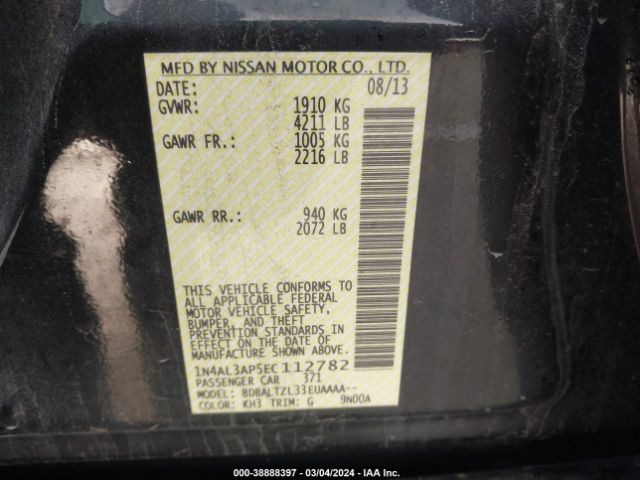 1N4AL3AP5EC112782 Nissan Altima 2.5 Sv