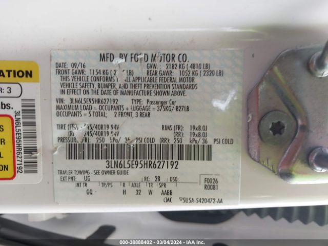 3LN6L5E95HR627192 Lincoln Mkz Reserve