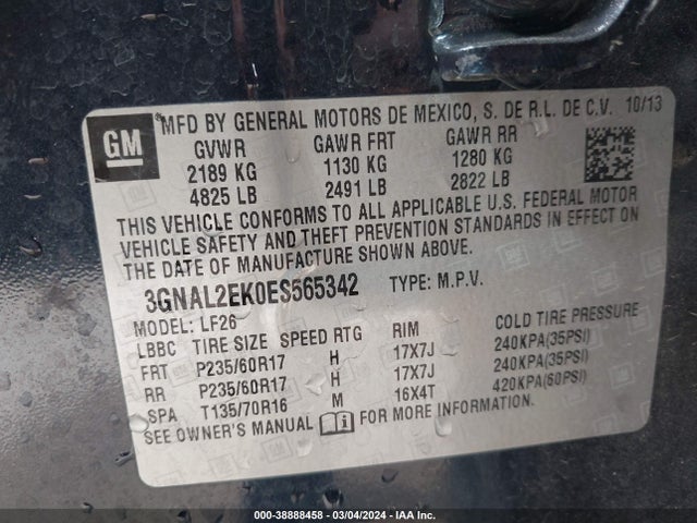 Chevrolet Captiva Sport 2ls 2014 3GNAL2EK0ES565342 Image 9