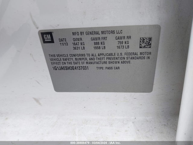 Chevrolet Sonic Ls Auto 2014 1G1JA6SH3E4137031 Image 9