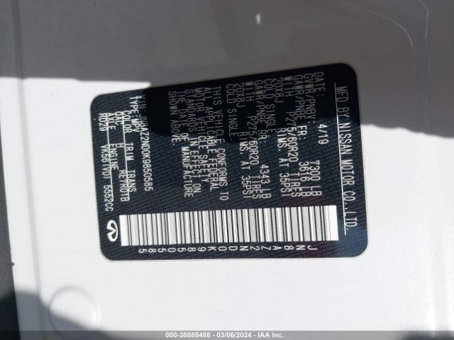 JN8AZ2ND0K9850585 Infiniti QX80 LUXE