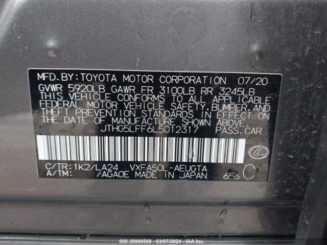 JTHG5LFF6L5012317 Lexus Ls 500