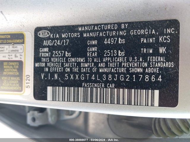 KIA Optima Lx 2018 5XXGT4L38JG217864 Image 9