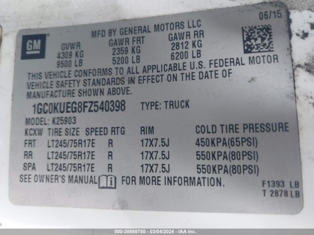 1GC0KUEG8FZ540398 Chevrolet Silverado 2500hd Wt