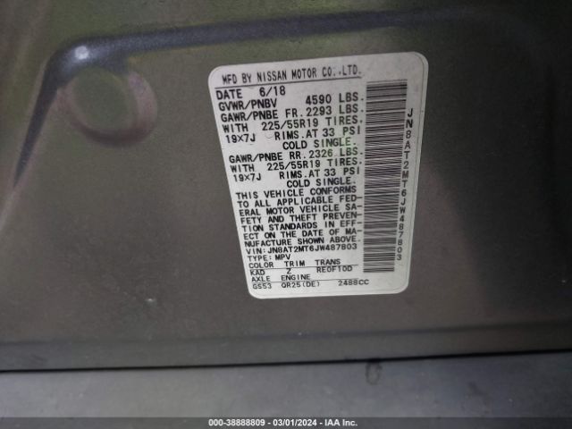 JN8AT2MT6JW487803 Nissan Rogue Sl