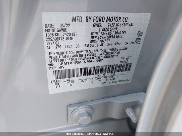 Ford Mustang Mach-e Select 2022 3FMTK1RM6NMA29067 Image 9