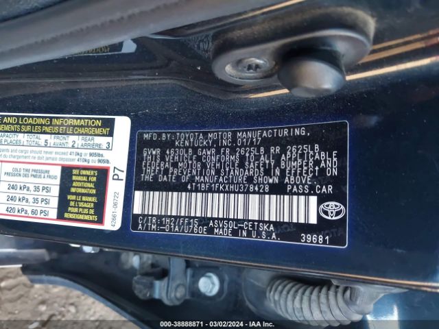 4T1BF1FKXHU378428 Toyota CAMRY SE