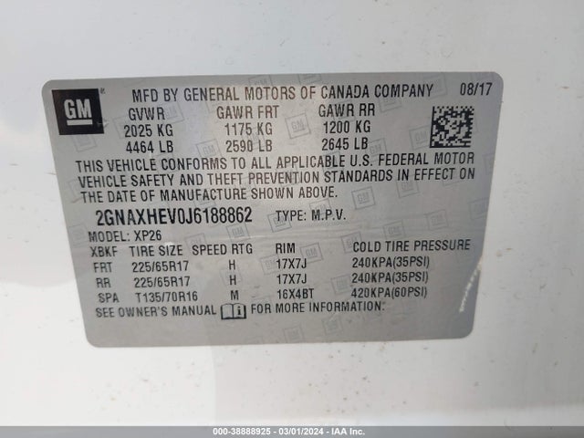 Chevrolet EQUINOX LS 2018 2GNAXHEV0J6188862 Image 9