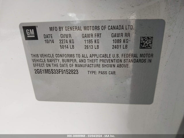 2G61M5S33F9152823 Cadillac XTS LUXURY