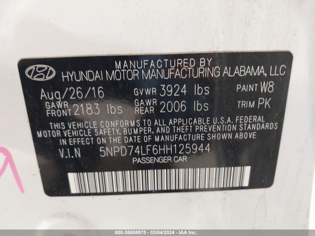 Hyundai ELANTRA SE 2017 5NPD74LF6HH125944 Image 9
