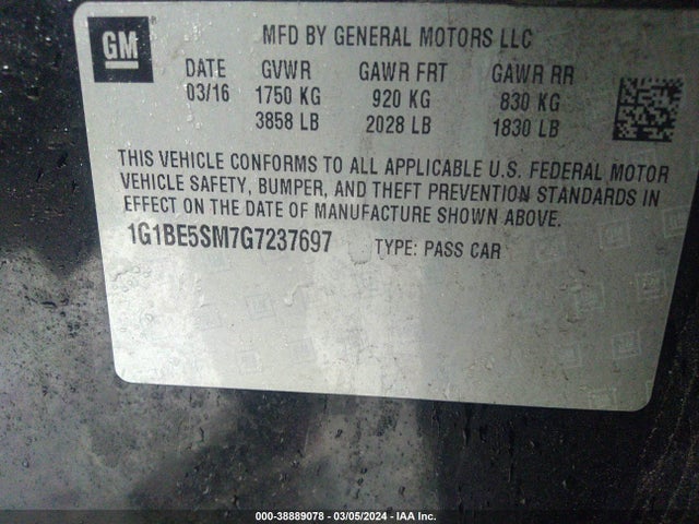 Chevrolet Cruze Lt Auto 2016 1G1BE5SM7G7237697 Image 9