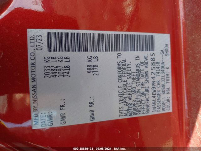 1N4BL4EW9PN425885 Nissan Altima Sl Intelligent Awd