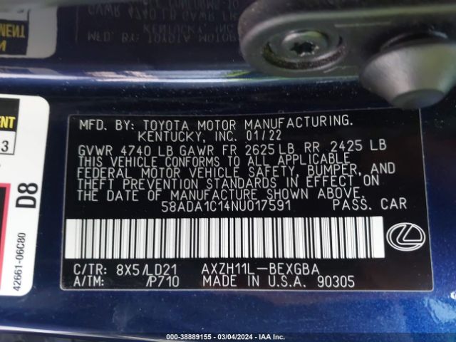 58ADA1C14NU017591 Lexus ES 300H