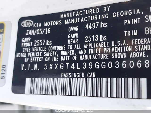 KIA Optima Lx 2016 5XXGT4L39GG036068 Image 9
