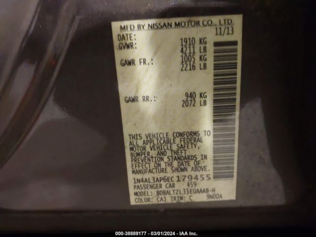 1N4AL3AP6EC179455 Nissan Altima 2.5/s/sv/sl
