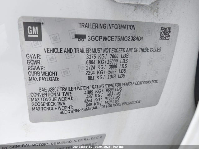 Chevrolet Silverado C1500 Lt 2021 3GCPWCET5MG298404 Image 9
