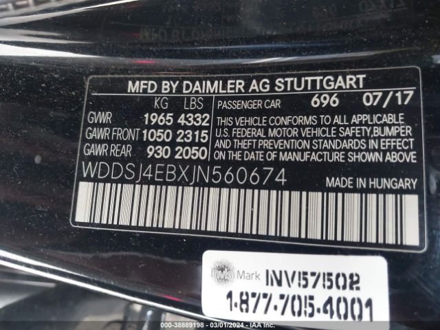 WDDSJ4EBXJN560674 Mercedes-Benz CLA 250