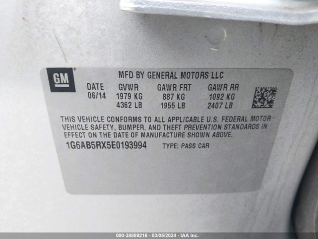 1G6AB5RX5E0193994 Cadillac ATS LUXURY