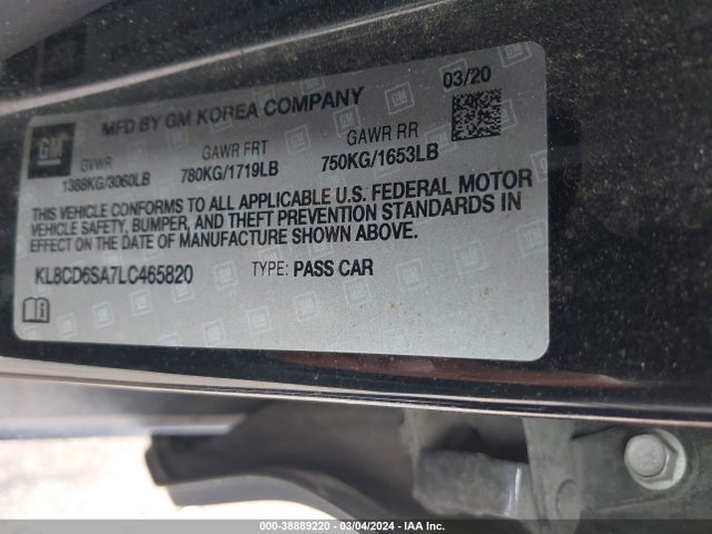 Chevrolet Spark Fwd 1lt Automatic 2020 KL8CD6SA7LC465820 Image 9