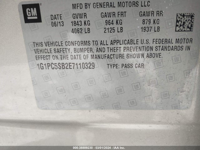 Chevrolet Cruze 1lt Auto 2014 1G1PC5SB2E7110329 Image 9