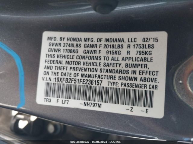 19XFB2F51FE236157 Honda Civic Lx