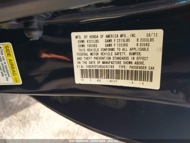 Honda Accord Sport 2014 1HGCR2F5XEA040199 Image 9