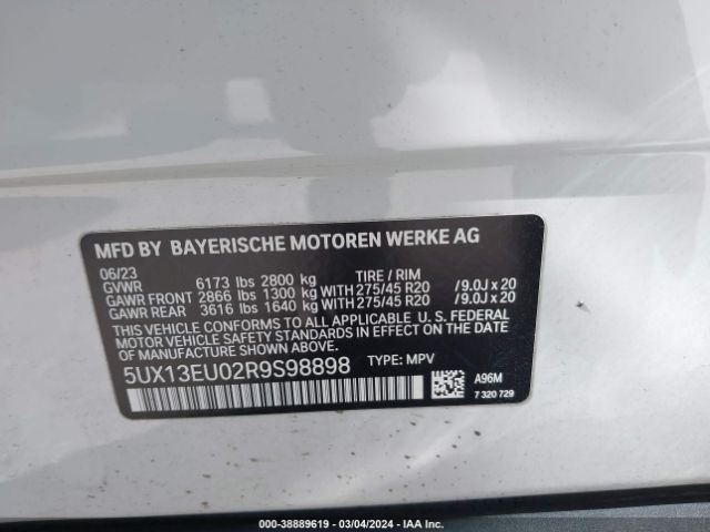 5UX13EU02R9S98898 BMW X5 Sdrive40i