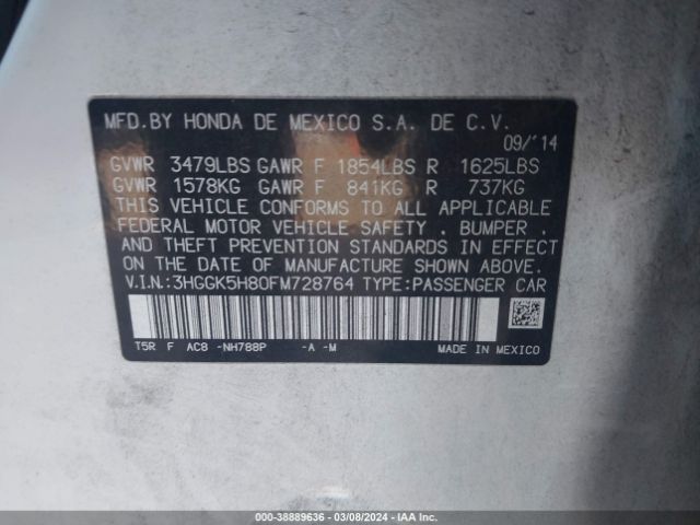 3HGGK5H80FM728764 Honda Fit Ex/ex-l