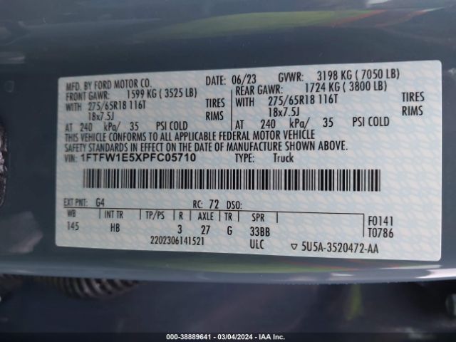 1FTFW1E5XPFC05710 Ford F-150 Lariat