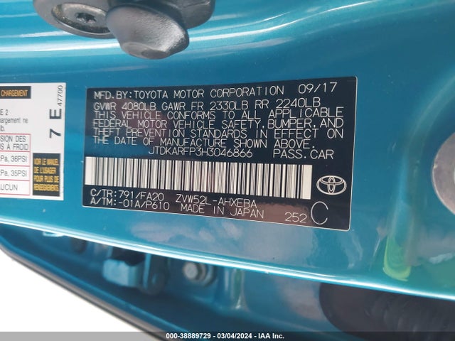 Toyota Prius Prime Plus 2017 JTDKARFP3H3046866 Image 9