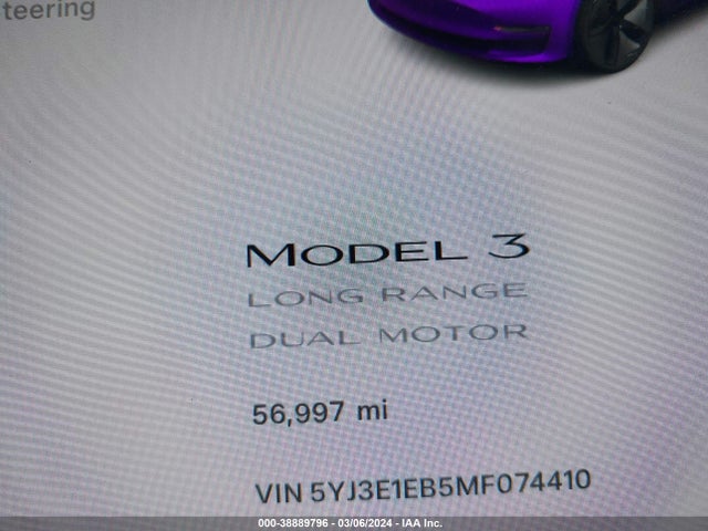 Tesla Model 3 Long Range Dual Motor All-wheel Drive 2021 5YJ3E1EB5MF074410 Image 15