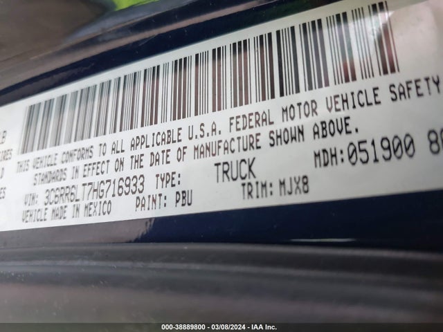 3C6RR6LT7HG716933 RAM 1500 Lone Star  4x2 5'7 Box