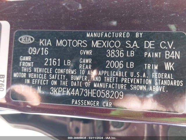 KIA FORTE LX 2017 3KPFK4A73HE058209 Image 9