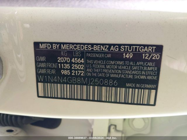 W1N4N4GB8MJ250886 Mercedes-Benz GLA 250