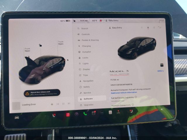 5YJ3E1EB3KF498018 Tesla Model 3 Long Range/performance