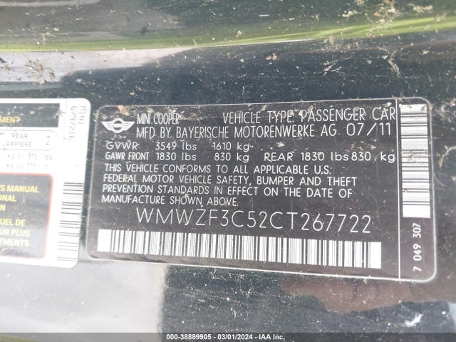 2012 MINI COOPER CLUBMAN WMWZF3C52CT267722 Photo 8