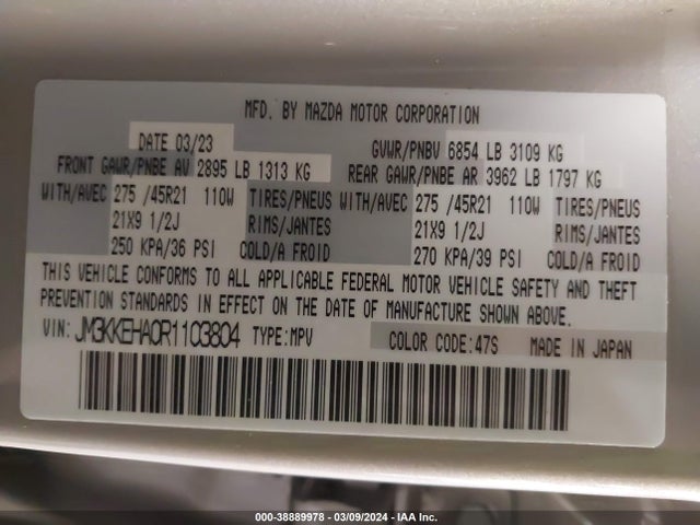 Mazda Cx-90 Phev Premium Plus 2024 JM3KKEHA0R1103804 Image 9