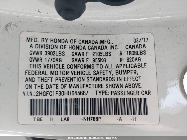 Honda Civic Ex-t 2017 2HGFC1F30HH645667 Image 9