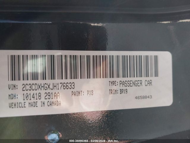 2C3CDXHGXJH176633 Dodge Charger Sxt Plus Rwd