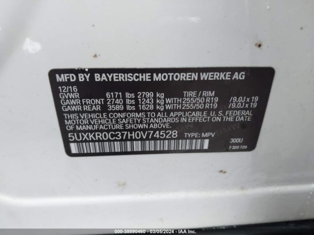 5UXKR0C37H0V74528 BMW X5 Xdrive35i