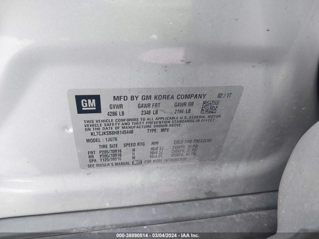 Chevrolet TRAX LS 2017 KL7CJKSB8HB145448 Image 9