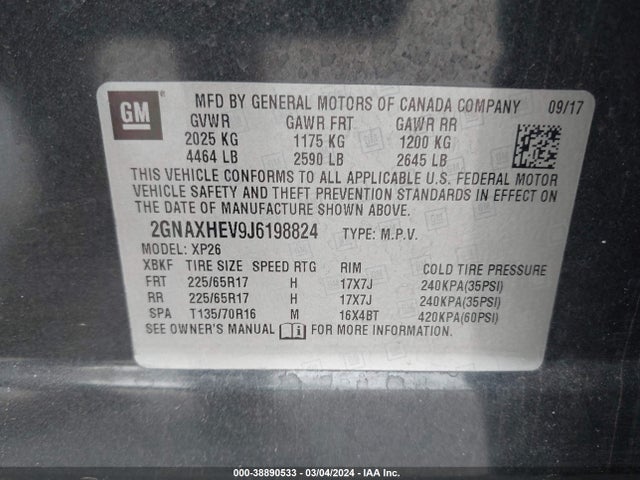 Chevrolet EQUINOX LS 2018 2GNAXHEV9J6198824 Image 9