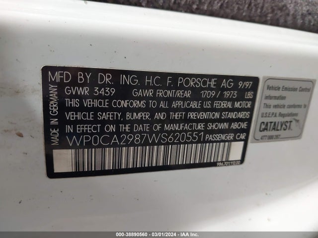 1998 PORSCHE BOXSTER WP0CA2987WS620551 Photo 8