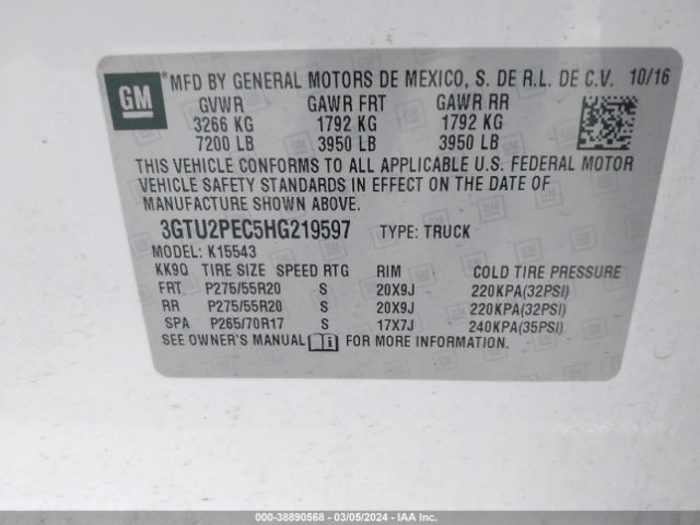 3GTU2PEC5HG219597 GMC Sierra 1500 Denali