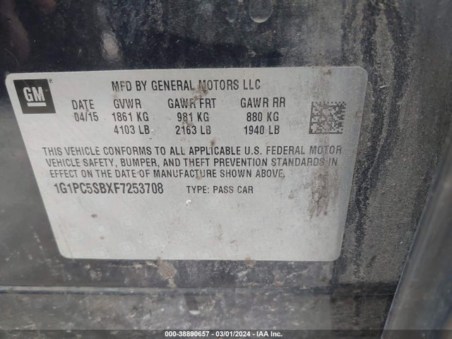 Chevrolet Cruze 1lt Auto 2015 1G1PC5SBXF7253708 Image 9