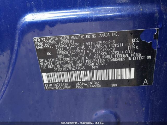 2T3DFREV7FW244645 Toyota Rav4 Limited