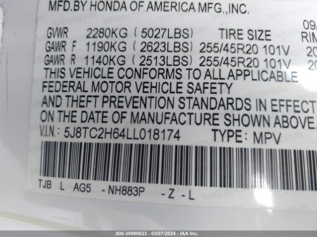 5J8TC2H64LL018174 Acura Rdx A-spec Package